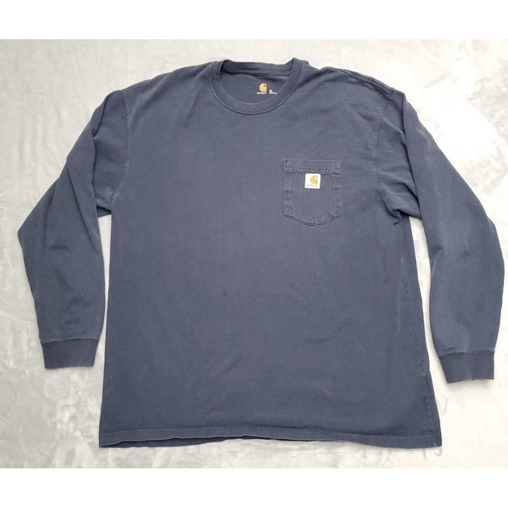 Carhartt Men's M Dark Navy Long Sleeve Crewneck Work Shirt Workwear Tee